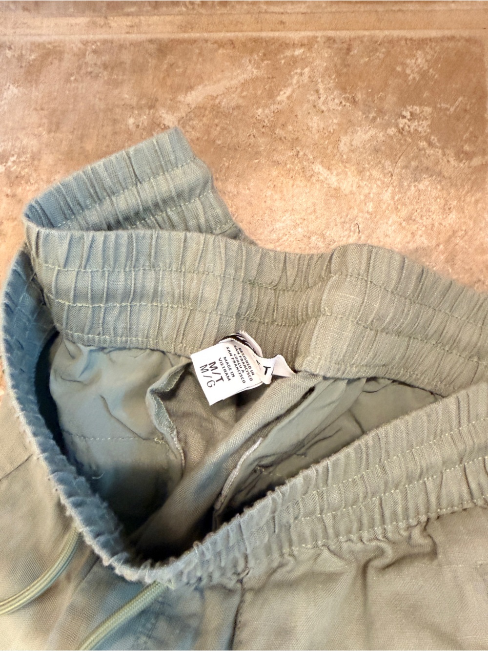 Athleta Light Sage Drawstring Linen Pants - Picture 2 of 3